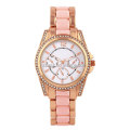 Super Cute Hand Watch For Girl Stainless Steel Ceramic Pink Strap Diamond Decorate Dial Quartz Lady Watch